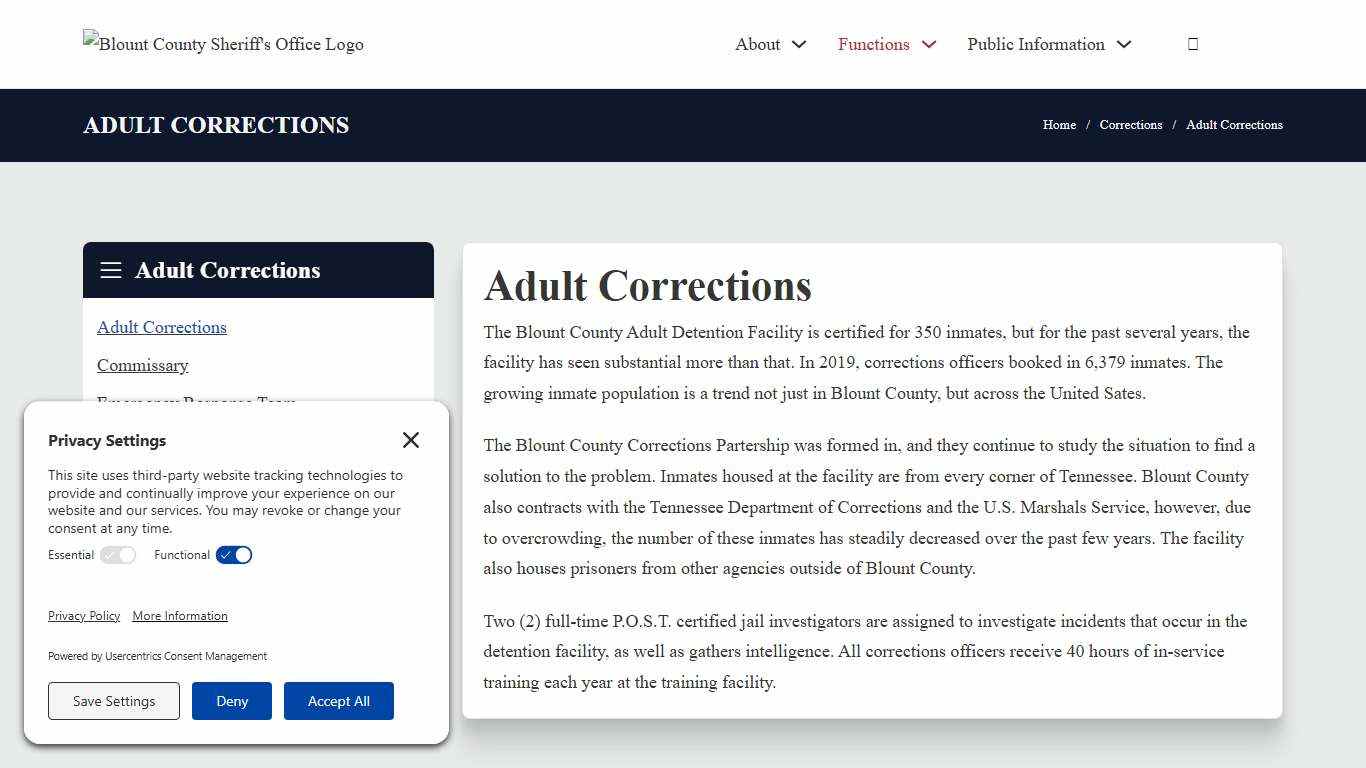 Adult Corrections - Blount County Sheriff's Office